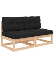Canapés centraux de jardin coussins 2 pcs Bois de pin massif | Mobilier & Déco
