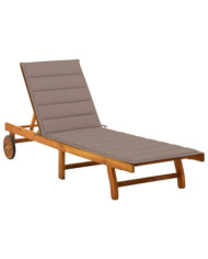 Chaise longue de jardin avec coussin Bois d'acacia solide | Mobilier & Déco
