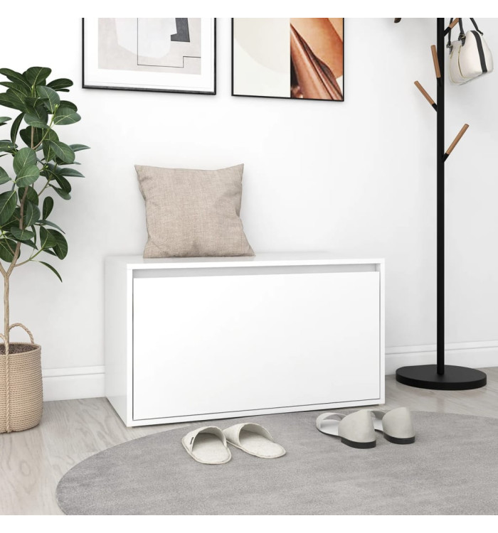 Banc d'entrée 80x40x45 cm Blanc Bois d’ingénierie | Mobilier & Déco