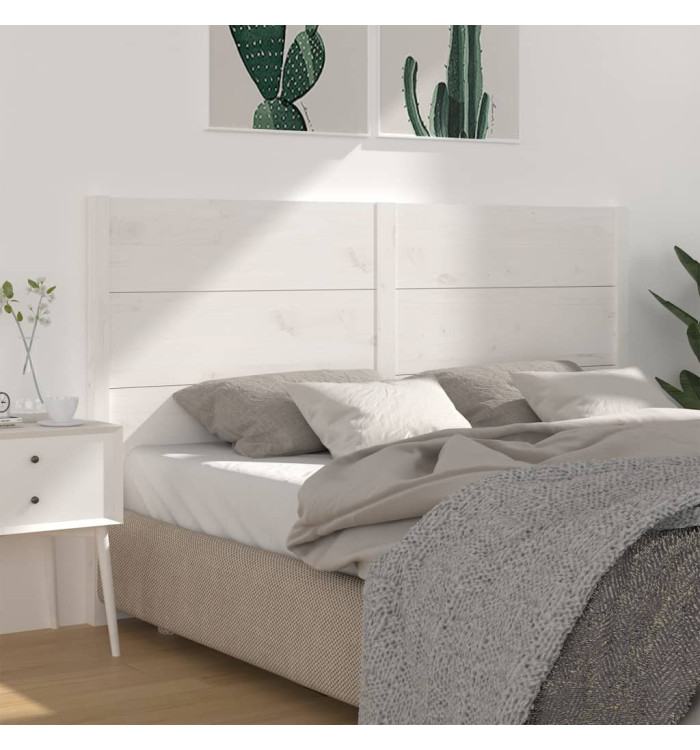 Tête de lit Blanc 146x4x100 cm Bois massif de pin | Mobilier & Déco