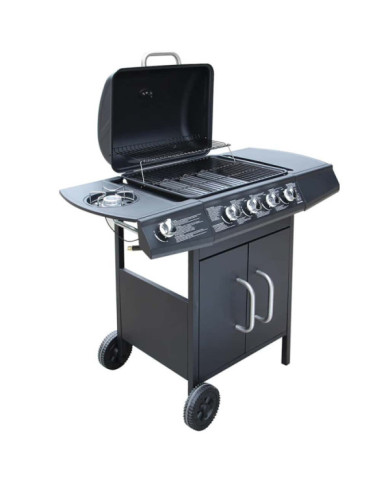 Barbecue à gaz 4 + 1 zone de cuisson Noir | Mobilier & Déco