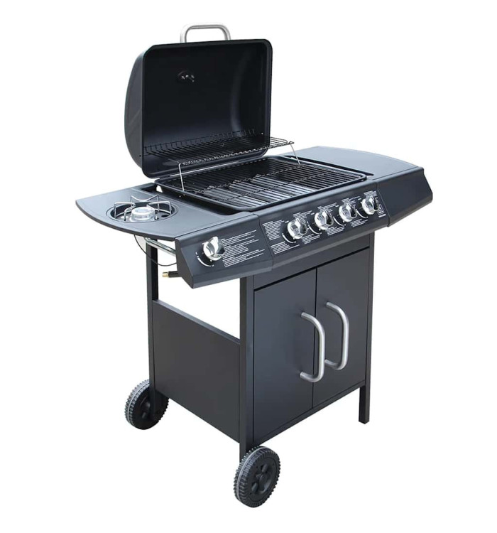 Barbecue à gaz  4 + 1 zone de cuisson Noir | Mobilier & Déco