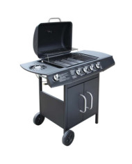 Barbecue à gaz  4 + 1 zone de cuisson Noir | Mobilier & Déco