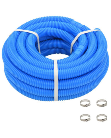 Tuyau de piscine avec colliers de serrage Bleu 38 mm 12 m | Mobilier & Déco