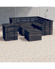 Salon palette de jardin 8 pcs Bois de pin massif Gris foncé | Mobilier & Déco