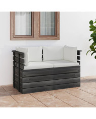 Canapé palette de jardin 2 places avec coussins Bois de pin | Mobilier & Déco