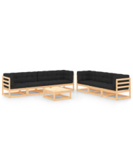 Salon de jardin 8 pcs avec coussins Bois de pin massif | Mobilier & Déco