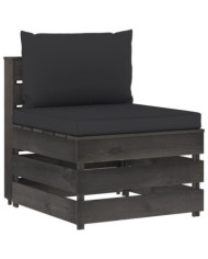 Canapé central sectionnel avec coussins Bois imprégné de gris | Mobilier & Déco
