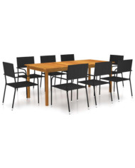 Ensemble à manger de jardin 9 pcs Noir | Mobilier & Déco