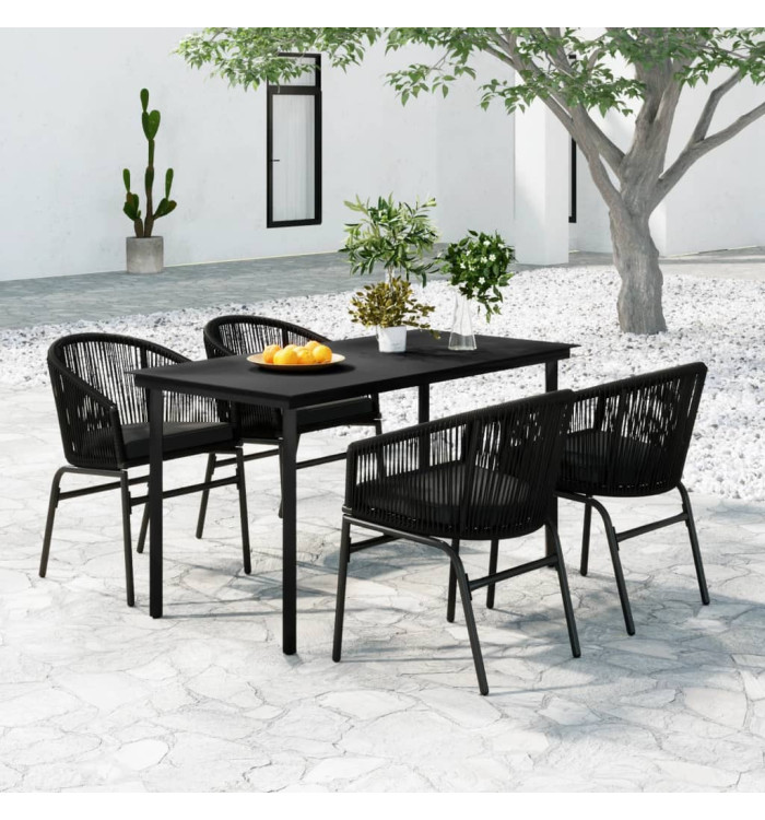 Ensemble à manger de jardin 5 pcs Noir | Mobilier & Déco