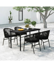 Ensemble à manger de jardin 5 pcs Noir | Mobilier & Déco