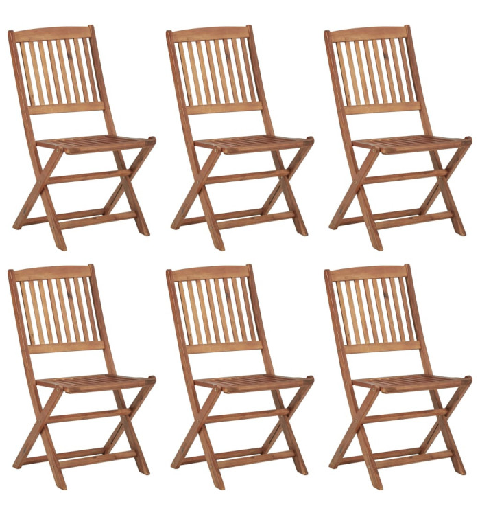 Chaises pliables d'extérieur lot de 6 Bois d'acacia solide | Mobilier & Déco