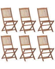 Chaises pliables d'extérieur lot de 6 Bois d'acacia solide | Mobilier & Déco