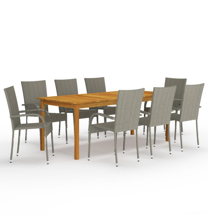 Ensemble à manger de jardin 9 pcs Gris | Mobilier & Déco