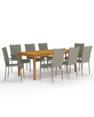 Ensemble à manger de jardin 9 pcs Gris | Mobilier & Déco