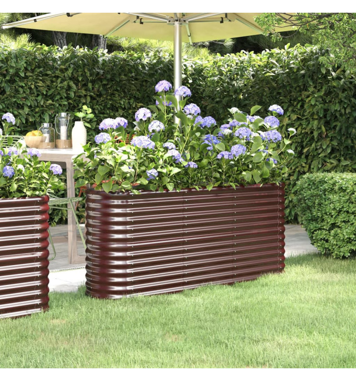 Lit surélevé de jardin Acier enduit de poudre marron | Mobilier & Déco