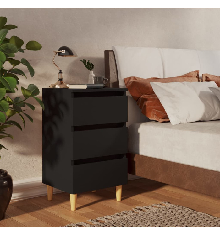 Table de chevet avec pieds en bois noir 40x35x69 cm | Mobilier & Déco