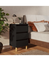 Table de chevet avec pieds en bois noir 40x35x69 cm | Mobilier & Déco