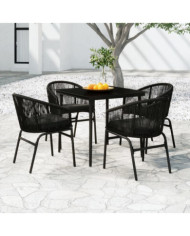 Ensemble à manger de jardin 5 pcs Noir | Mobilier & Déco