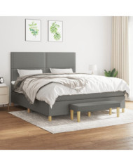 Sommier à lattes de lit avec matelas Gris foncé 160x200cm Tissu | Mobilier & Déco
