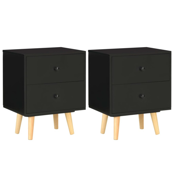 Tables de chevet 2 pcs Noir 40 x 30 x 50 cm Pin massif | Mobilier & Déco