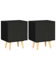 Tables de chevet 2 pcs Noir 40 x 30 x 50 cm Pin massif | Mobilier & Déco