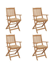 Chaises pliables de jardin lot de 4 avec coussins Bois d'acacia | Mobilier & Déco