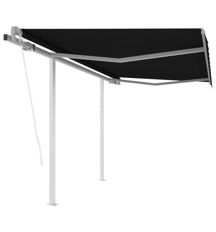 Auvent rétractable automatique et poteaux 3x2,5 m Anthracite | Mobilier & Déco