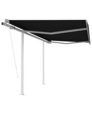 Auvent rétractable automatique et poteaux 3x2,5 m Anthracite | Mobilier & Déco