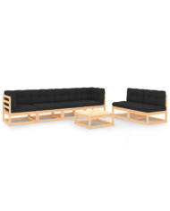Salon de jardin 7 pcs avec coussins Bois de pin massif | Mobilier & Déco