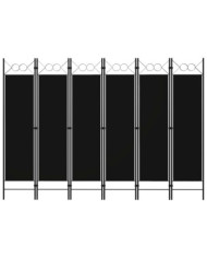 Cloison de séparation 6 panneaux Noir 240x180 cm | Mobilier & Déco