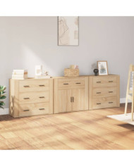Buffets 3 pcs Chêne sonoma Bois d'ingénierie | Mobilier & Déco