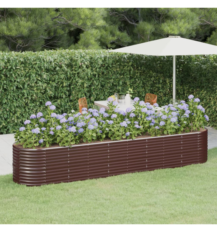 Lit surélevé de jardin Acier enduit de poudre marron | Mobilier & Déco