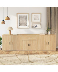 Buffets 3 pcs Chêne sonoma Bois d'ingénierie | Mobilier & Déco