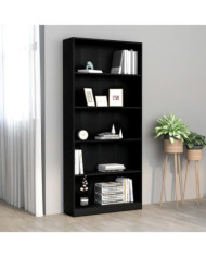 Bibliothèque à 5 niveaux Noir 80x24x175 cm Bois d’ingénierie | Mobilier & Déco