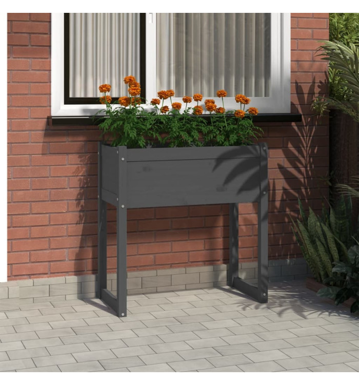 Jardinière Gris 78x40x81 cm Bois massif de pin | Mobilier & Déco