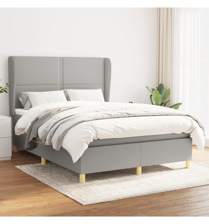 Sommier à lattes de lit avec matelas Gris clair 140x200cm Tissu | Mobilier & Déco