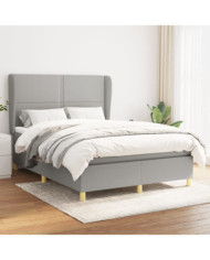 Sommier à lattes de lit avec matelas Gris clair 140x200cm Tissu | Mobilier & Déco