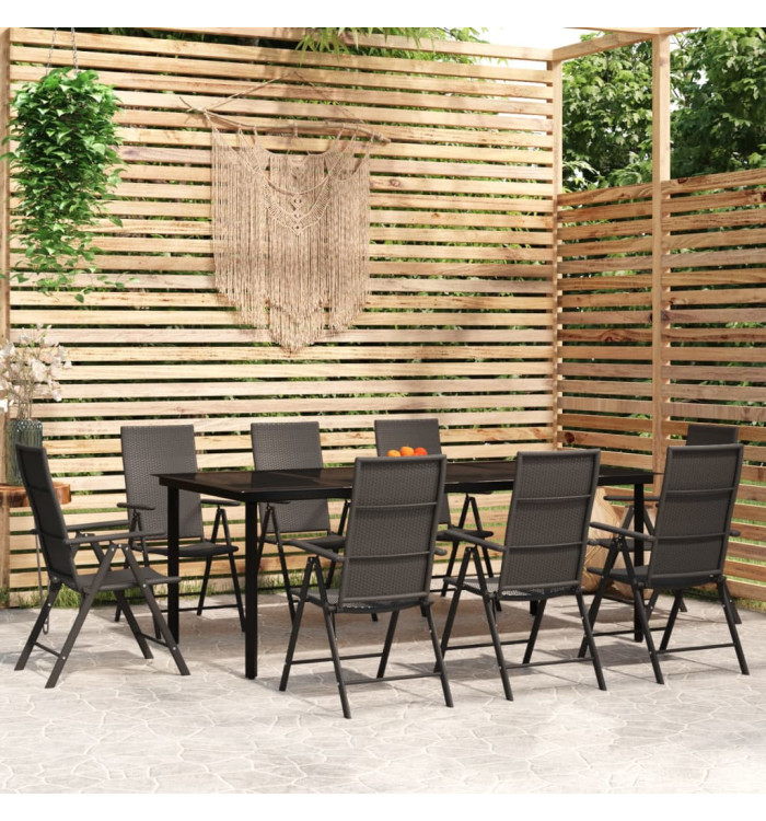 Ensemble à manger de jardin 9 pcs Noir | Mobilier & Déco