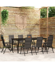Ensemble à manger de jardin 9 pcs Noir | Mobilier & Déco