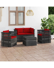 Salon palette de jardin 5 pcs avec coussins Bois de pin massif | Mobilier & Déco