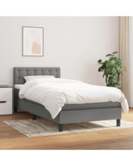 Sommier à lattes de lit et matelas Gris foncé 90x190 cm Tissu | Mobilier & Déco