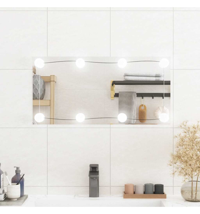 Miroir mural avec lumières LED 30x60 cm verre rectangulaire | Mobilier & Déco