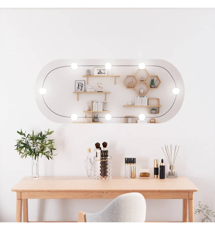 Miroir mural avec lumières LED 40x90 cm verre ovale | Mobilier & Déco