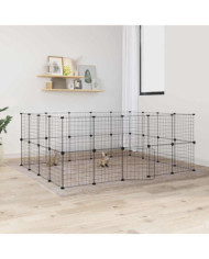 Cage animaux de compagnie à 36 panneaux et porte Noir 35x35 cm | Mobilier & Déco