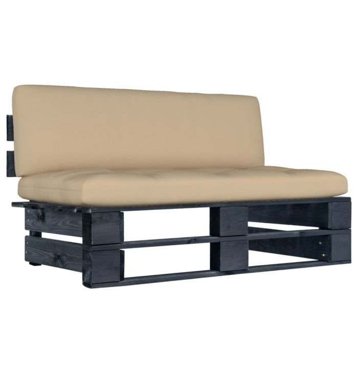 Canapé central palette de jardin noir bois de pin imprégné | Mobilier & Déco