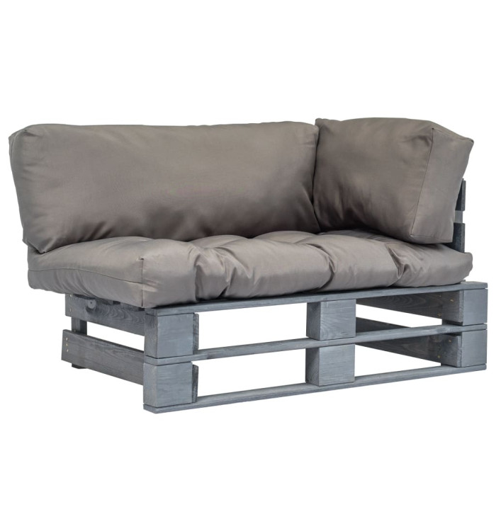 Canapé de jardin palette avec coussins gris Pinède | Mobilier & Déco