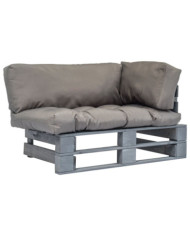 Canapé de jardin palette avec coussins gris Pinède | Mobilier & Déco