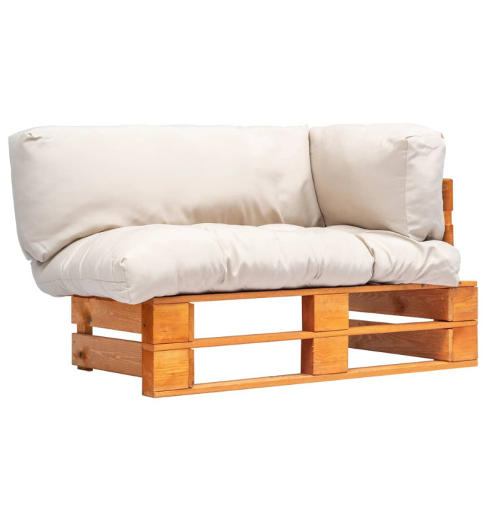 Canapé de jardin palette avec coussins sable pinède | Mobilier & Déco