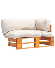 Canapé de jardin palette avec coussins sable pinède | Mobilier & Déco